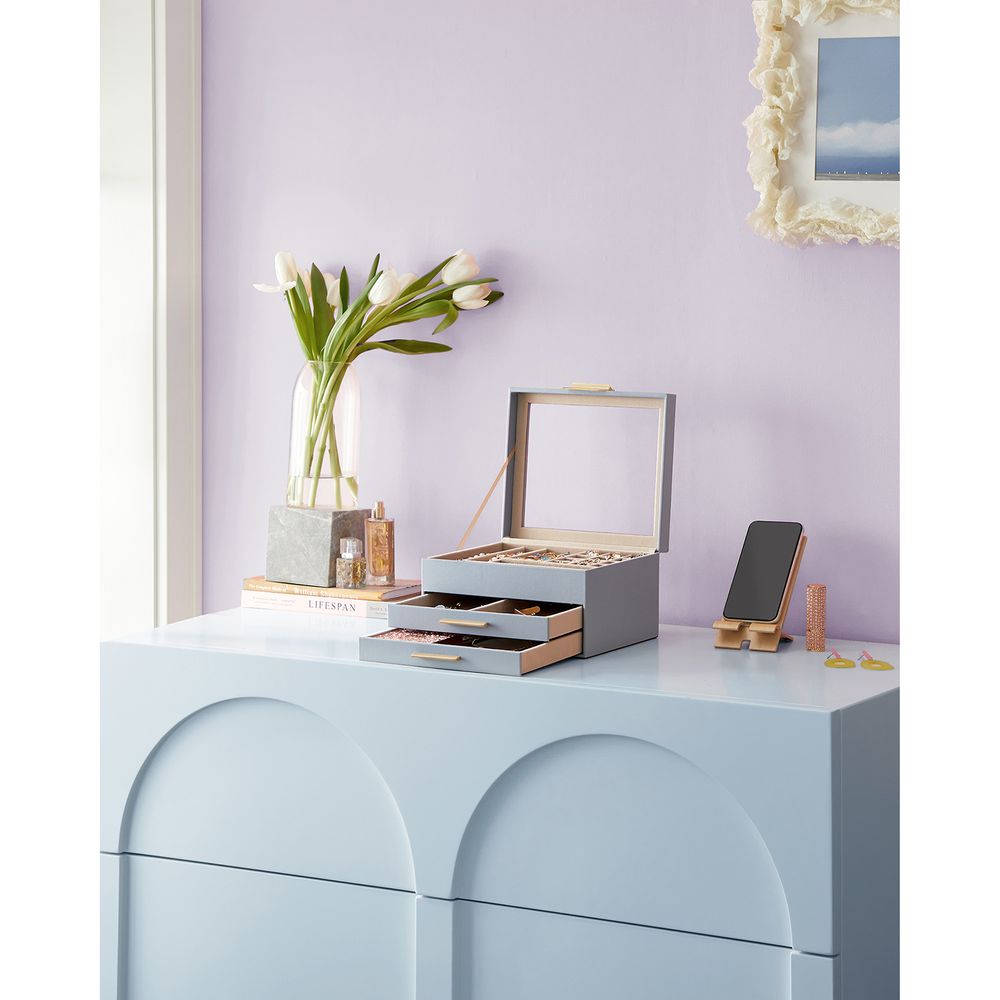 SONGMICS Jewelry Box with Glass Lid