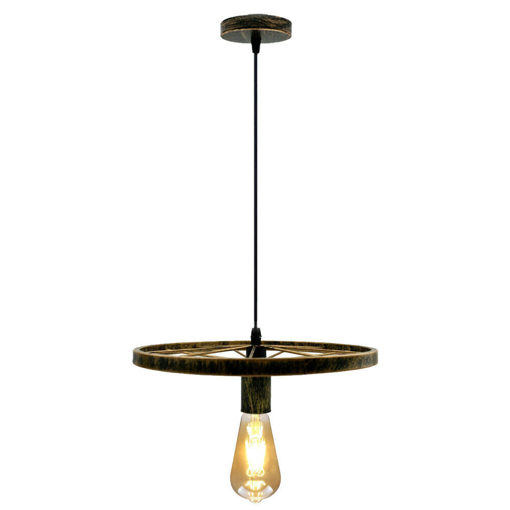 Industrial Brushed Copper Wheel Pendant light~1680