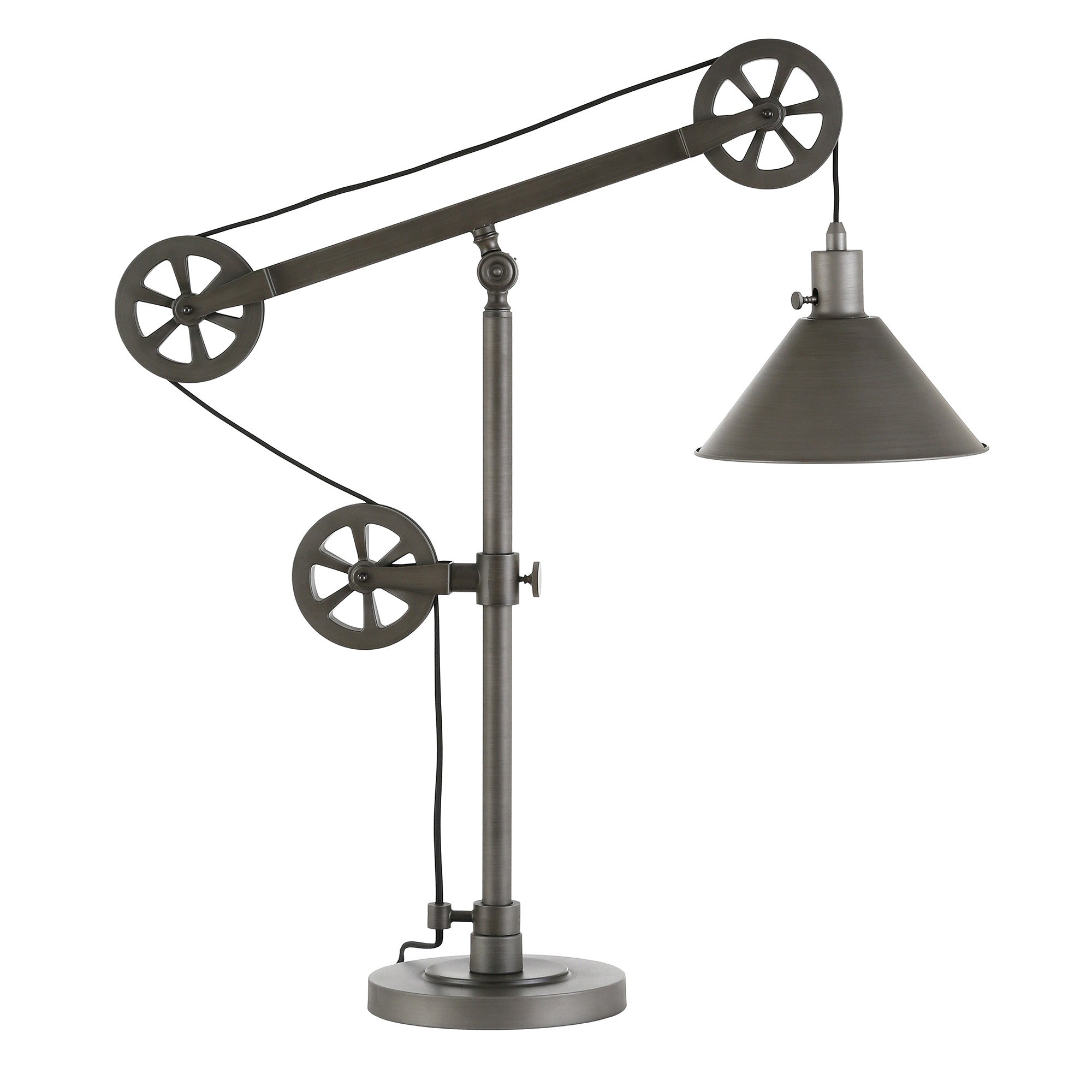 29" Gray Metal Desk Table Lamp With Gray Cone Shade