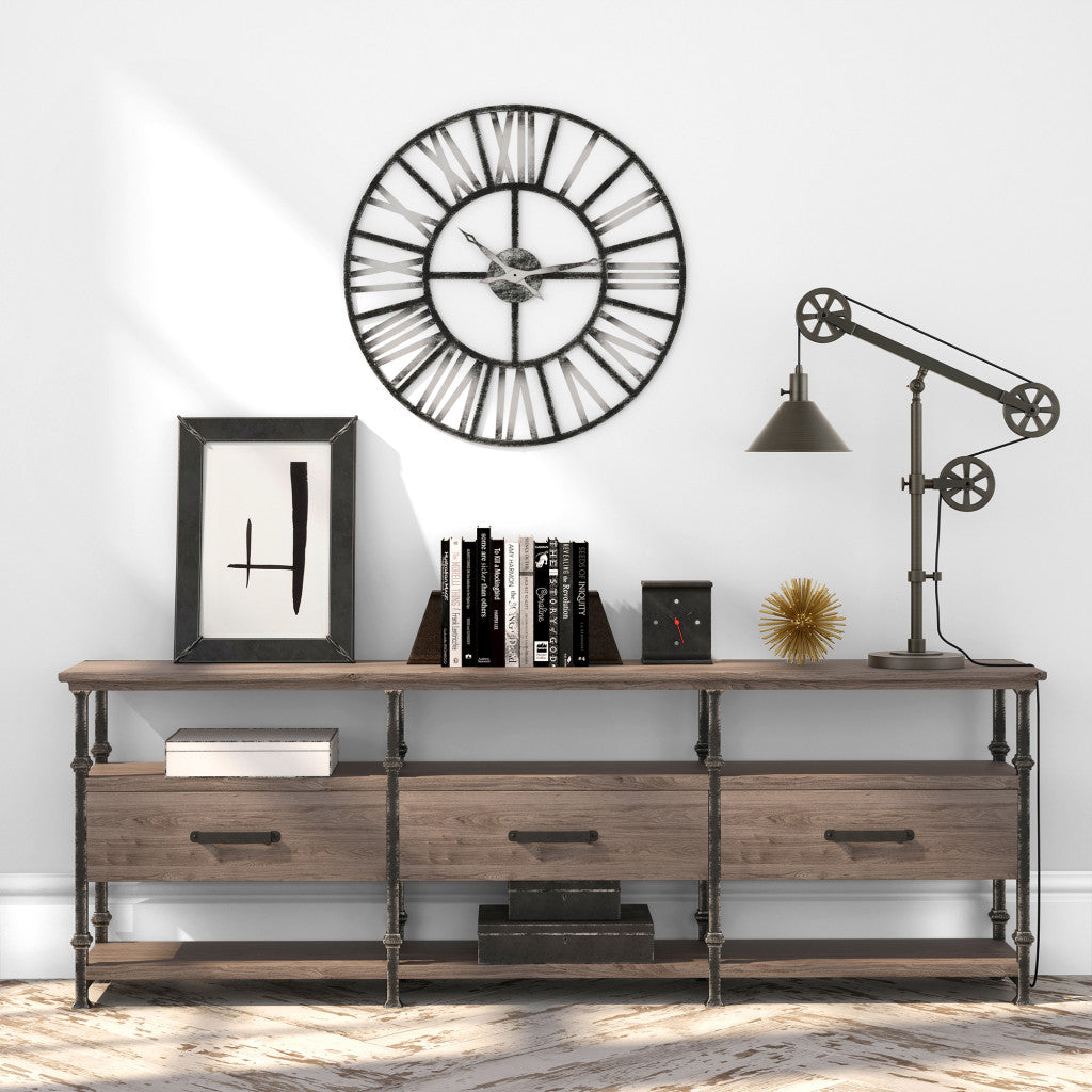 29" Gray Metal Desk Table Lamp With Gray Cone Shade