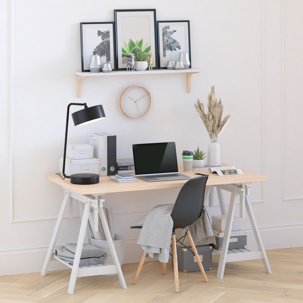 18" Black Metal Desk Table Lamp With Black Drum Shade