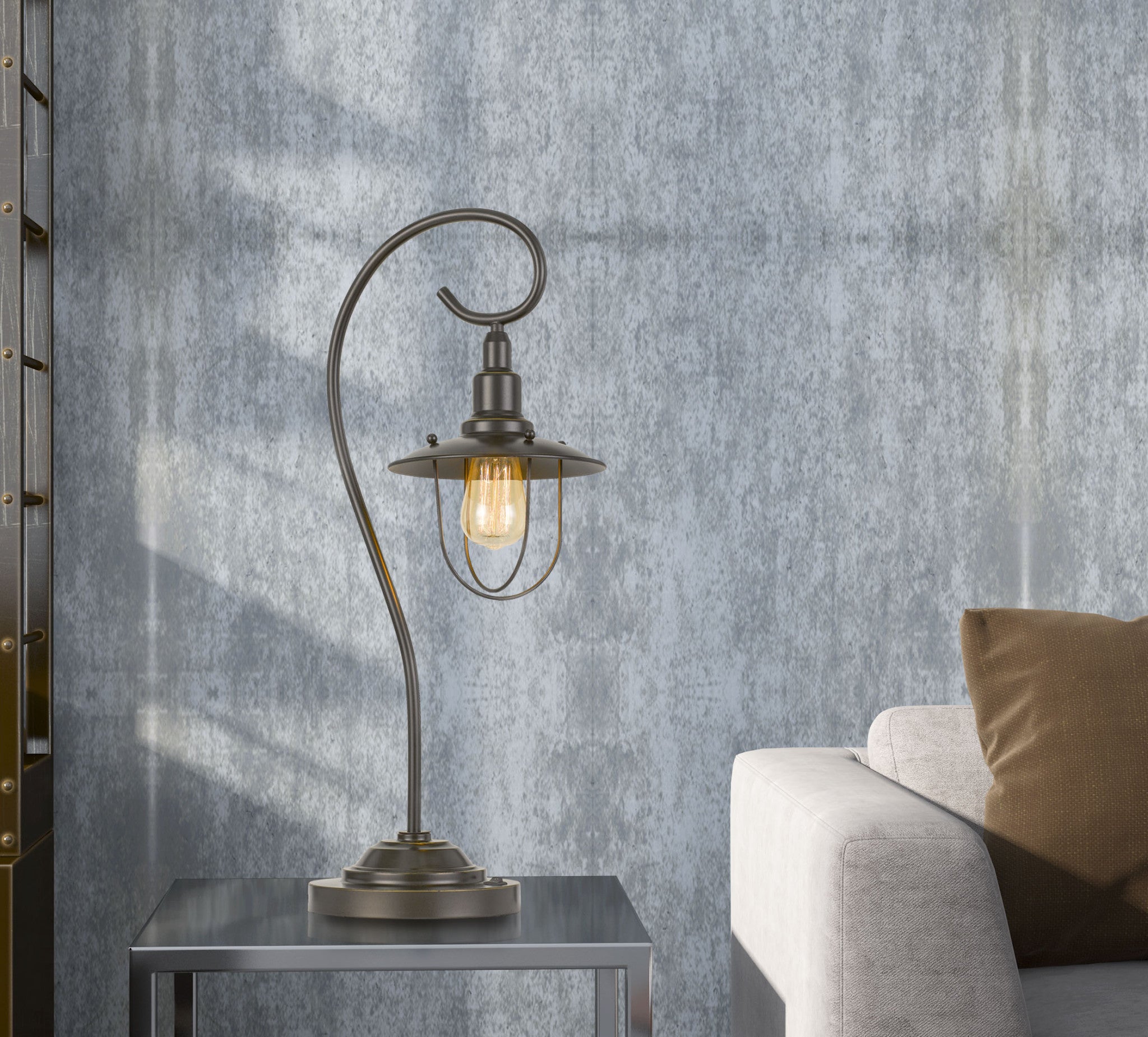 26" Bronze Metal Open Cage Style Table Lamp