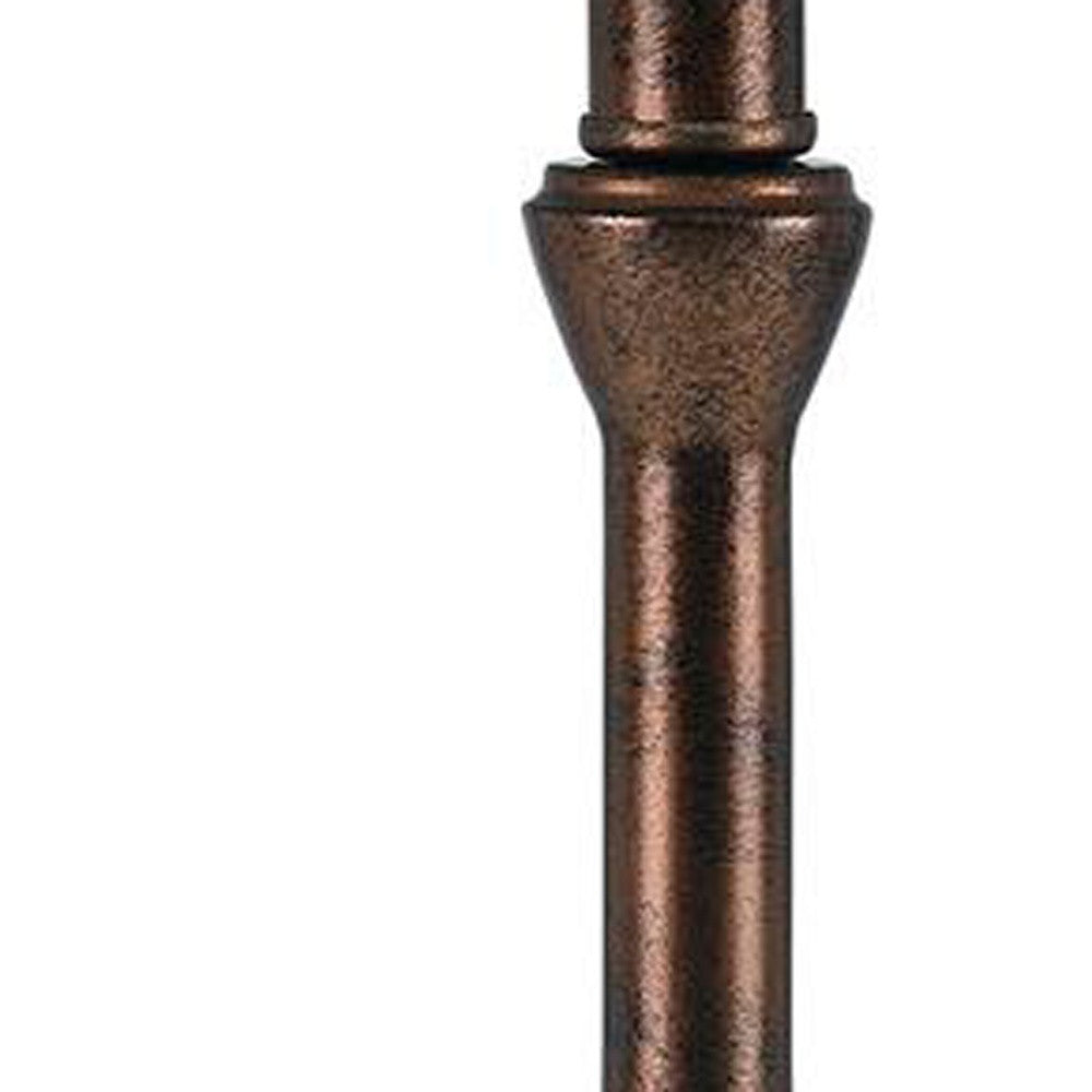 25" Rust Metal Table Lamp With Sand Drum Shade
