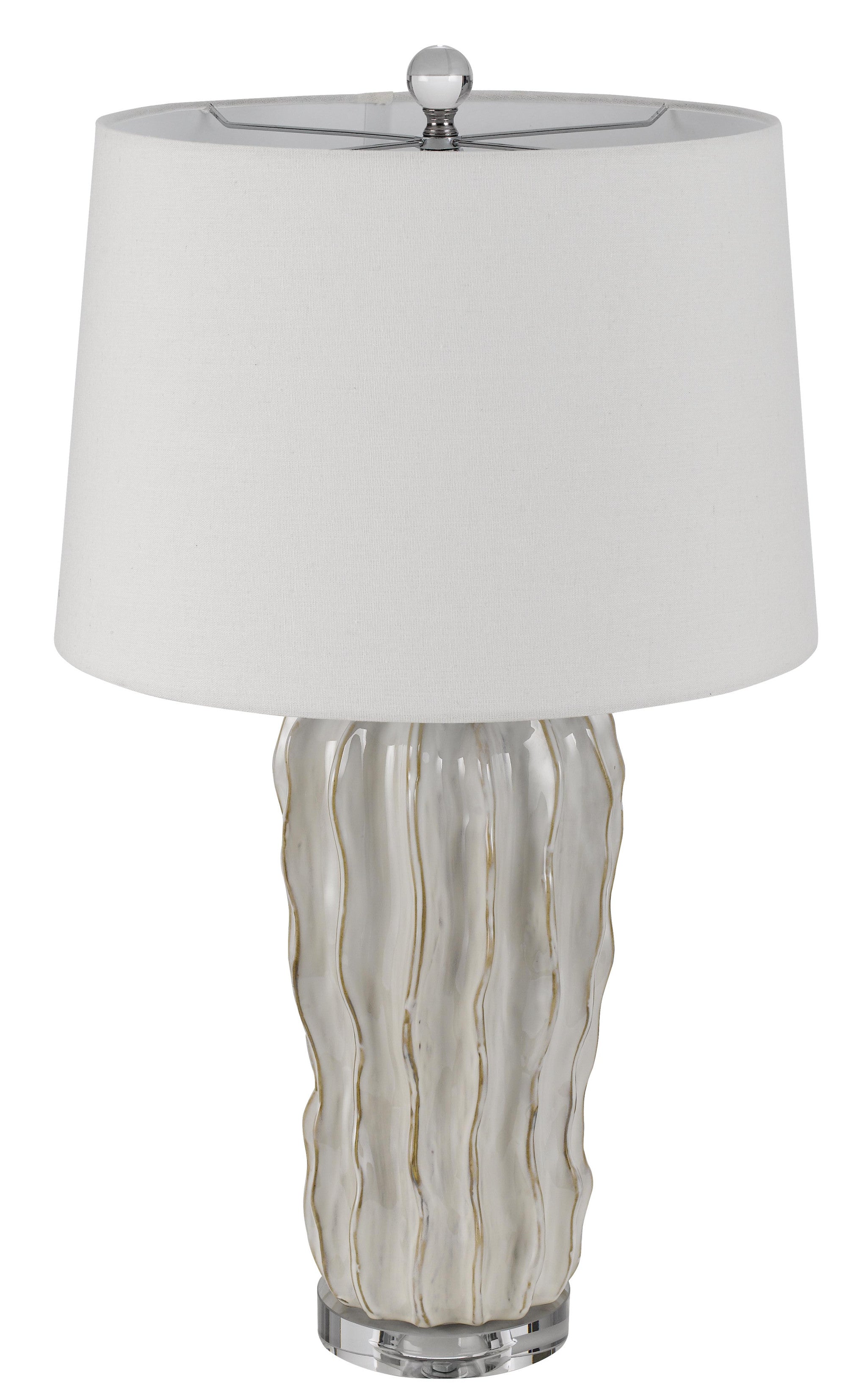 28" Pearl Glass Table Lamp With White Empire Shade