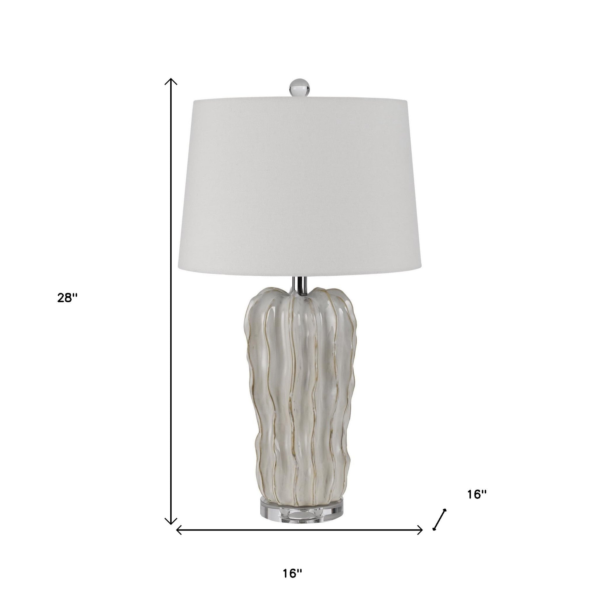28" Pearl Glass Table Lamp With White Empire Shade