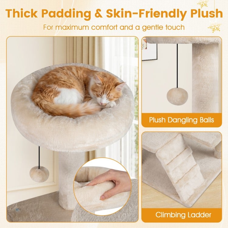 52 Inch Tall Cat Tree Tower for Indoor Cats-Beige