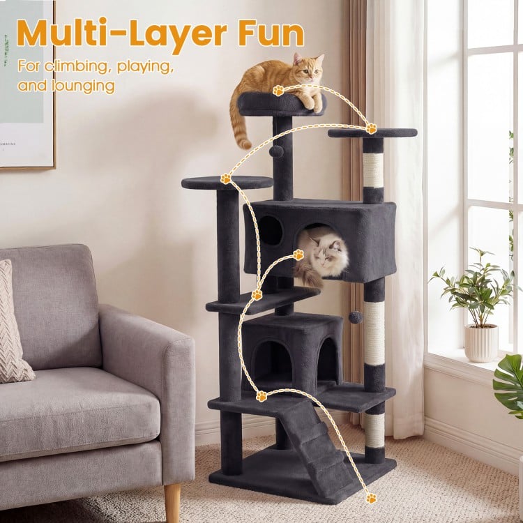 52 Inch Tall Cat Tree Tower for Indoor Cats-Dark Gray