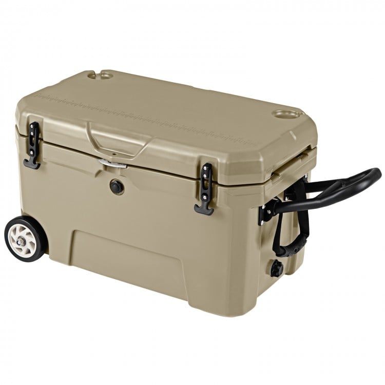 52 Quart Portable Hard Cooler with 6-Day Ice Retention and Wheels-Khaki