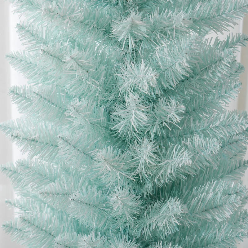 HOMCOM Pencil Christmas Tree, Slim Artificial Xmas Tree in Deep Blue & Mint, Skinny Holiday Decoration for Home & Office