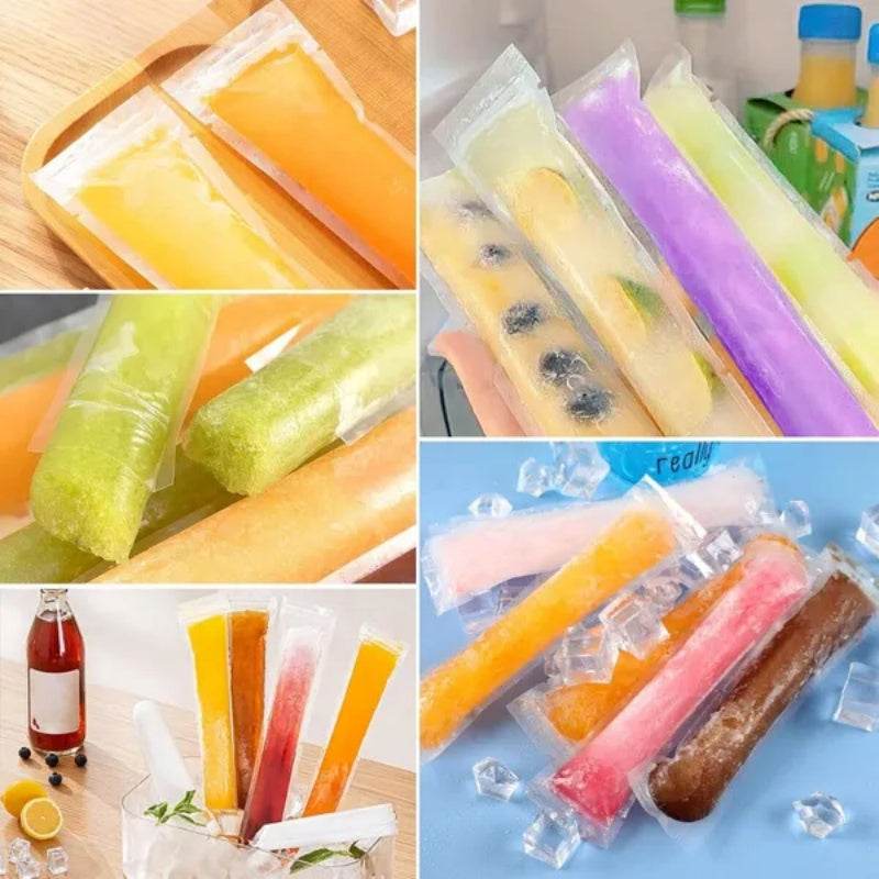 320 Pcs Disposable Beverage Packaging Bag Ice Popsicle Mold Bags With 2 Pcs Orange Funnels DIY Ice Lolly Bags BPA Free Freezer Tubes With Zip Seals For Summer Halloween Birthday Party