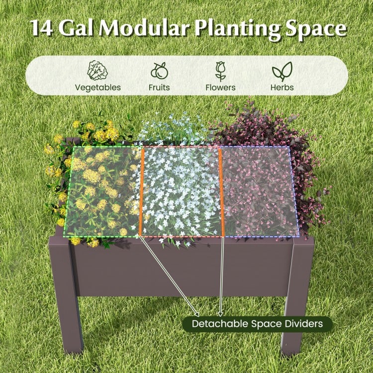 53L Raised Bed Grow Box Self-Watering Planter Box Stand with Water Level Monitor