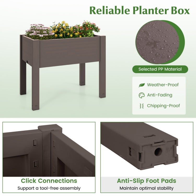 53L Raised Bed Grow Box Self-Watering Planter Box Stand with Water Level Monitor