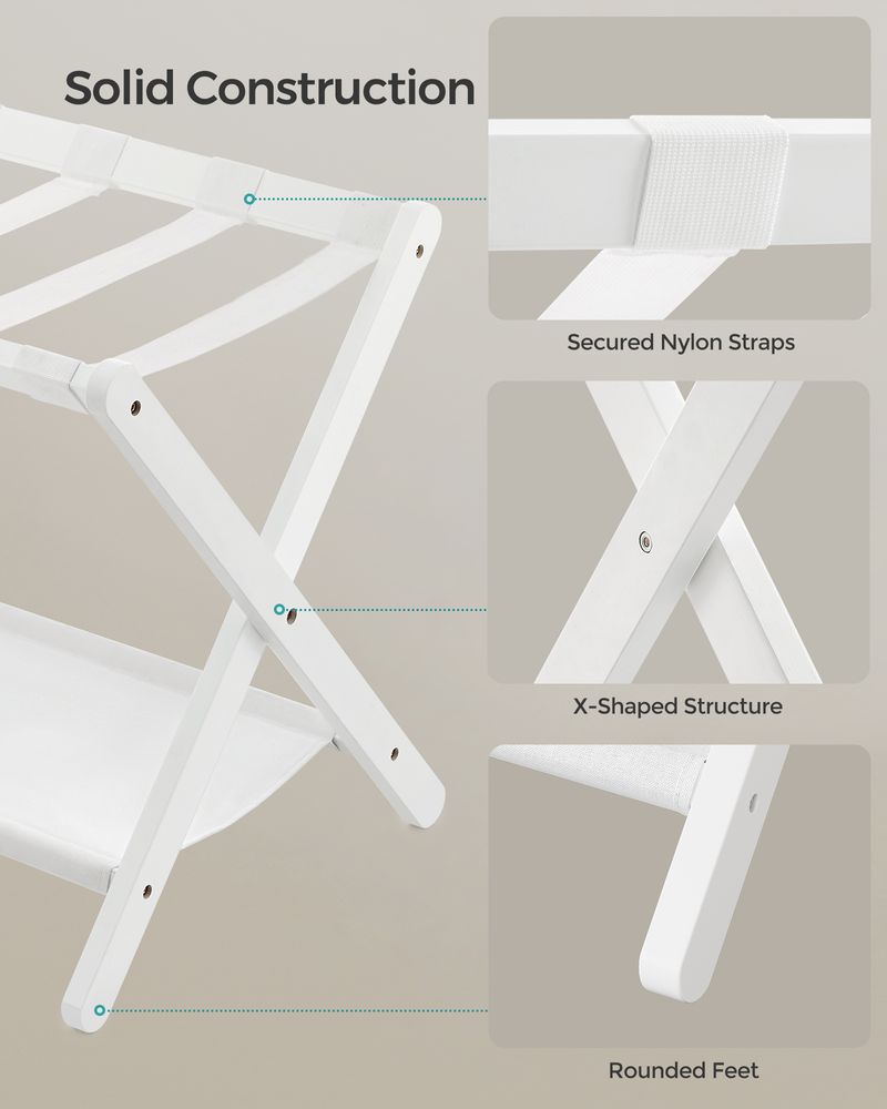 SONGMICS Folding Suitcase Stand with Storage Shelf
