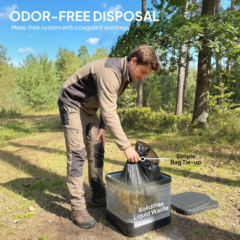 Portable Toilet for Adults Foldable Porta Potty 12 Coagulant Packets for Camping Travel RV Outdoor Use