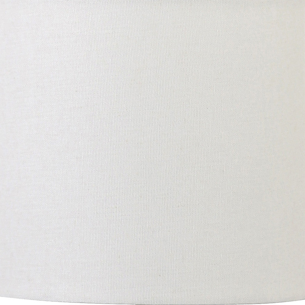 13" Gray Concrete Geometric Table Lamp With White Drum Shade