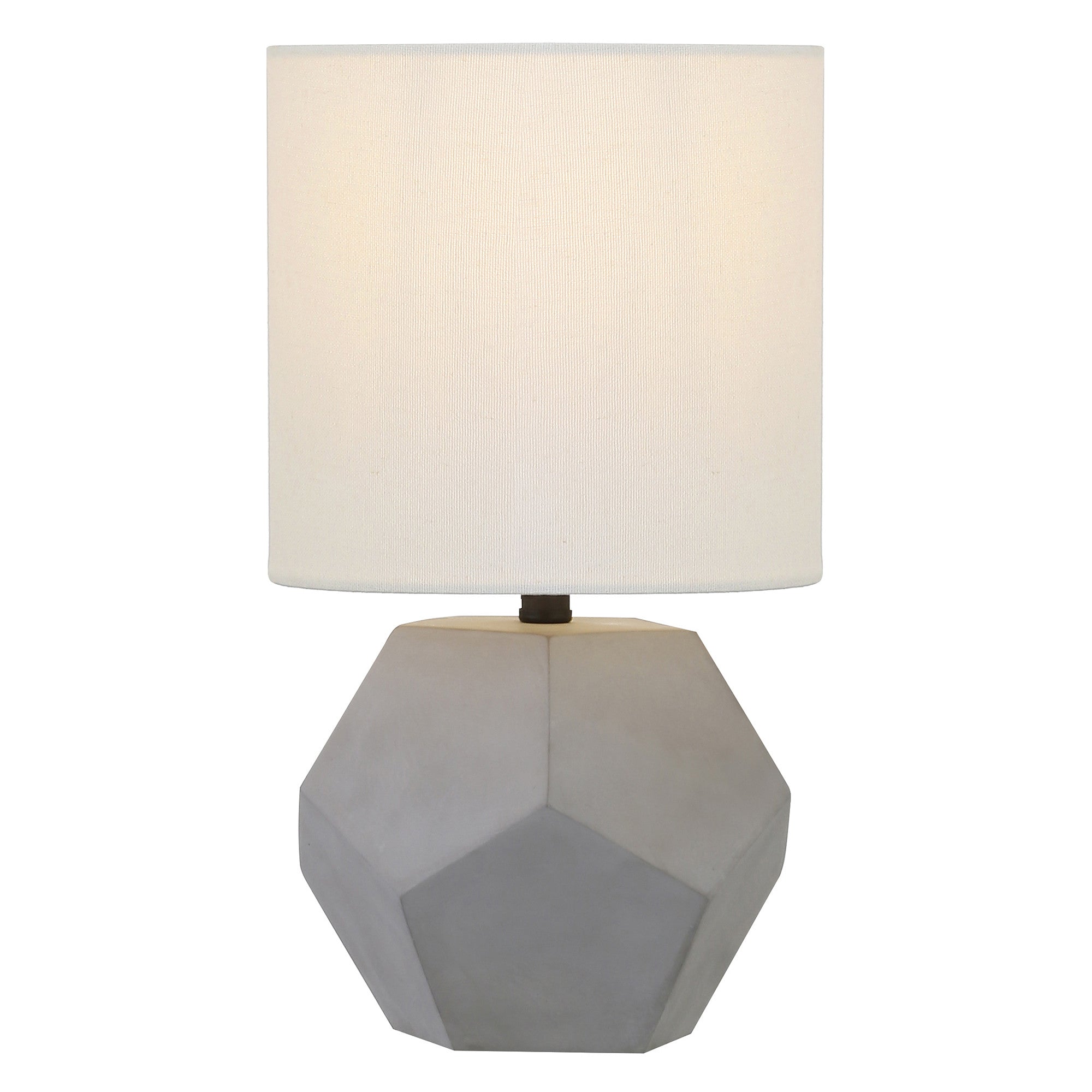 13" Gray Concrete Geometric Table Lamp With White Drum Shade