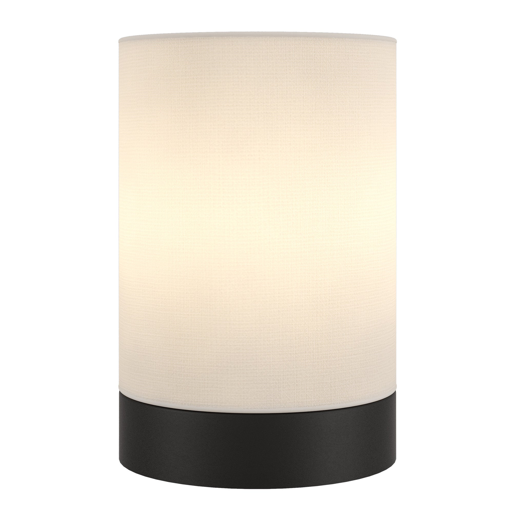 9" Black Metal Cylinder Bedside Table Lamp With White Drum Shade