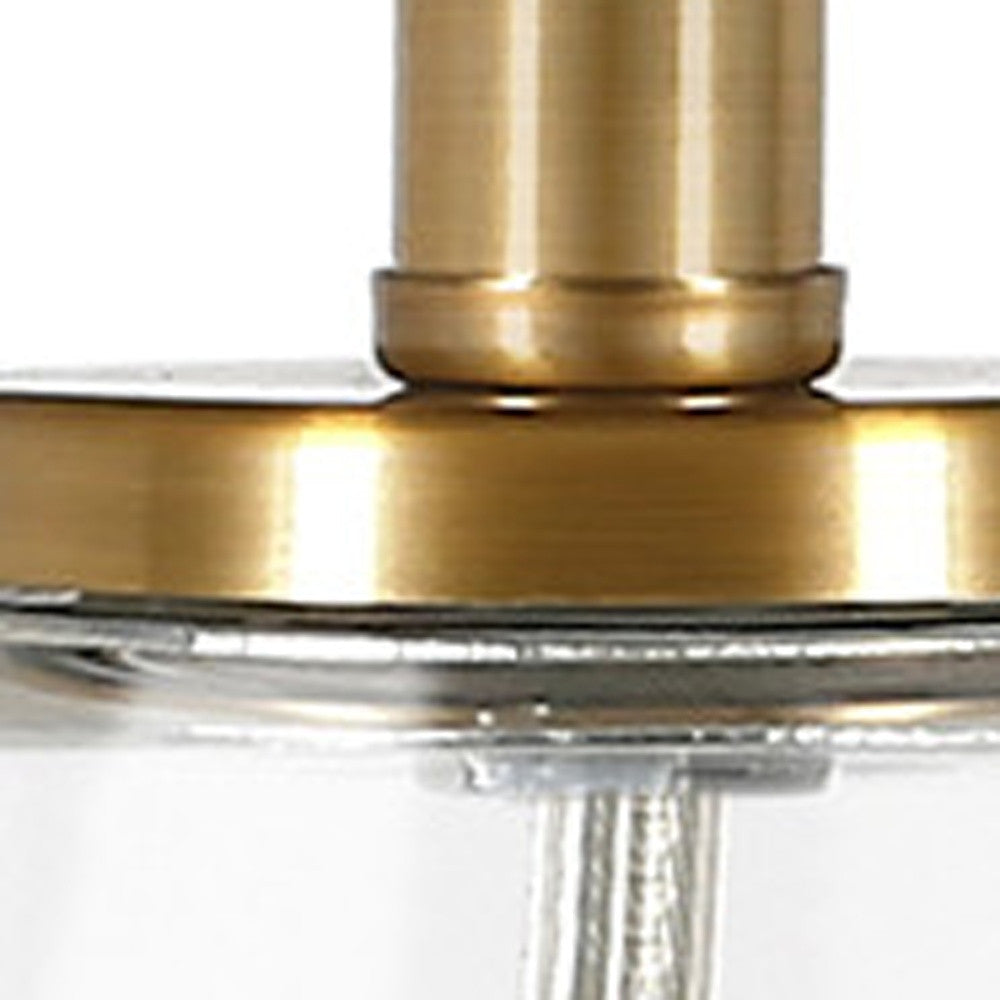 14" Clear Glass Cylinder Table Lamp With White Drum Shade