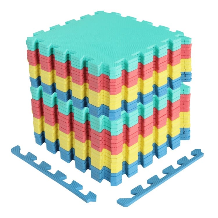 54 Pack EVA Foam Floor Tiles with Non-Slip & Borders for Home Gym