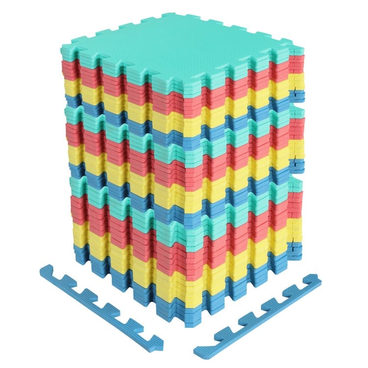 54 Pack EVA Foam Floor Tiles with Non-Slip & Borders for Home Gym