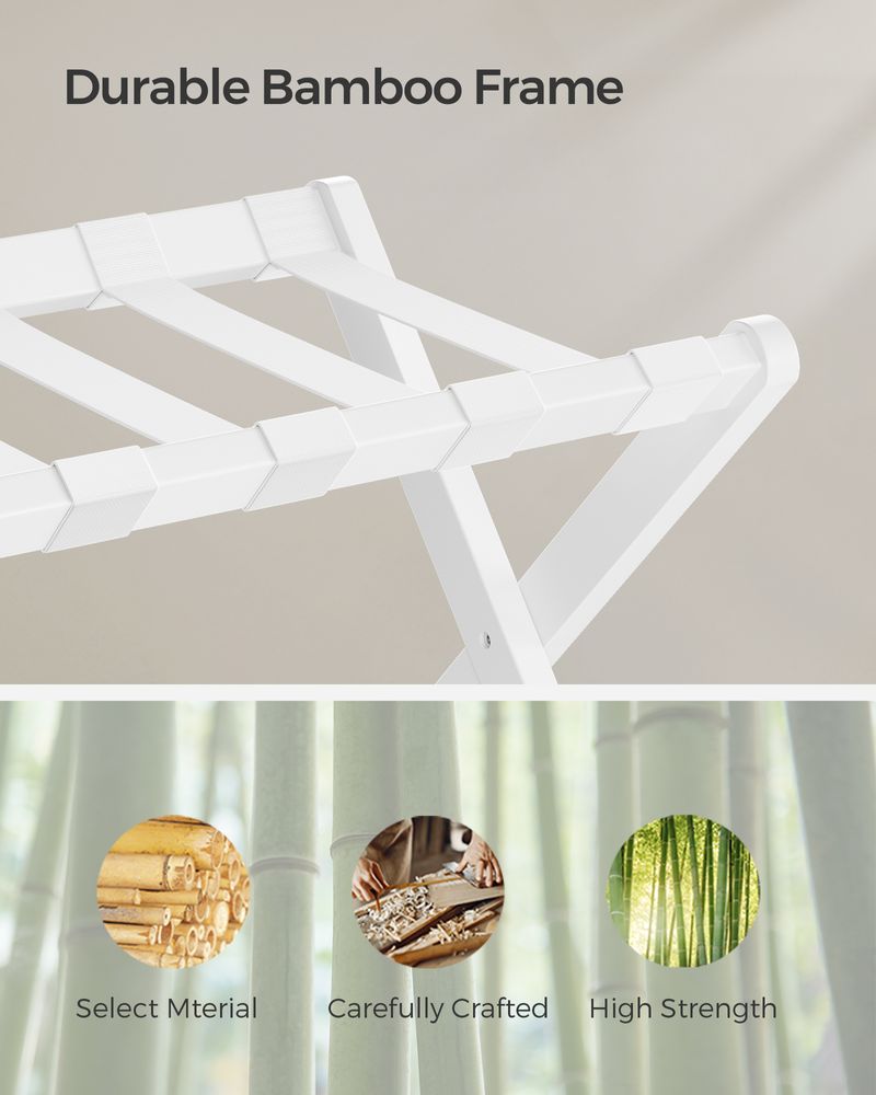 SONGMICS Folding Suitcase Stand with Storage Shelf