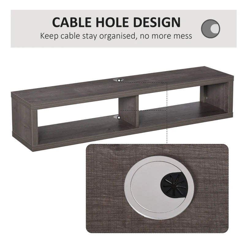 Floating TV Stand Shelf for 50" TVs, Wall Mounted Entertainment Center for Living Room, Bedroom, Media Console with Storage Shelf for Audio, Video, Dark Grey Wood Grain