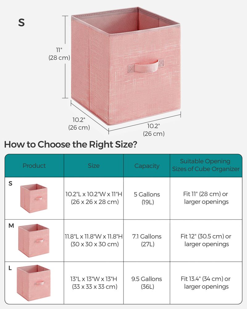 SONGMICS Non-Woven Fabric Storage Cubes with Double Handles
