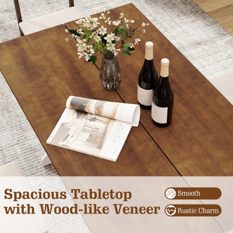 55 Inch Dining Table for 4-6 People Rectangular Kitchen Table with Solid Wood Trestle Base-Walnut