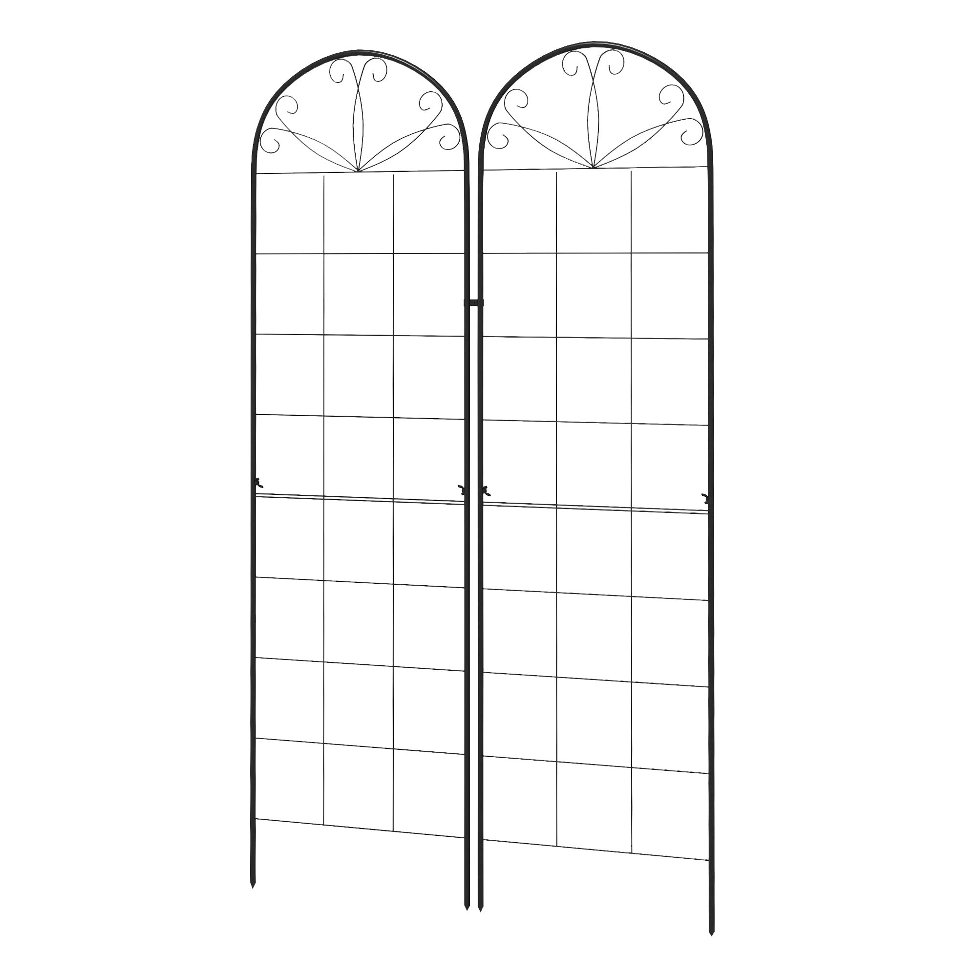 Outsunny 2 Pcs Garden Trellis for Climbing Plants, Outdoor Metal Trellis Plant Support Trellises for Patio, Lawn, Backyard