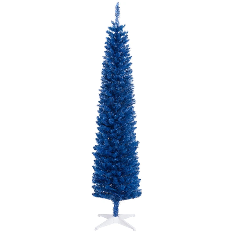HOMCOM Pencil Christmas Tree, Slim Artificial Xmas Tree in Deep Blue & Mint, Skinny Holiday Decoration for Home & Office