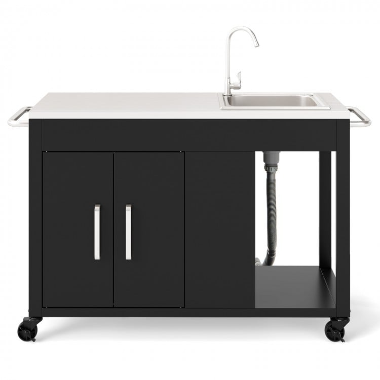 56 Inches Outdoor Grill Table with Sink and Stainless Steel Top