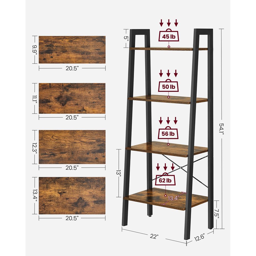 VASAGLE 4-Tier Ladder Shelf with Steel Frame