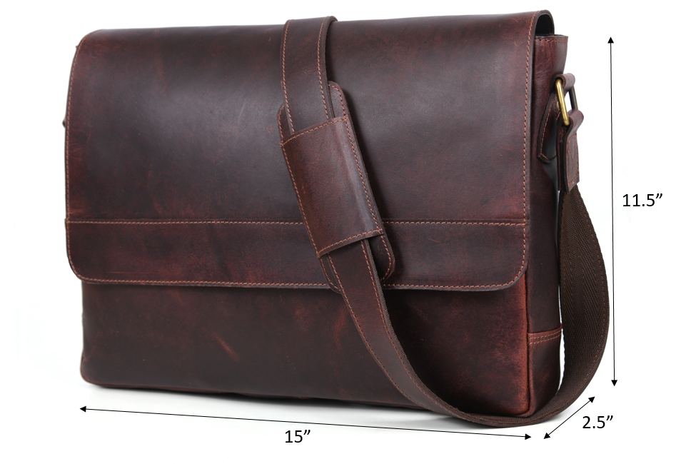 Hudson Leather Messenger Bag - Walnut Brown