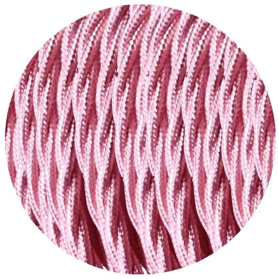 18 Gauge 2 Conductor Twisted Cloth Covered Wire Braided Light Cord Shiny Pink ~ 1347