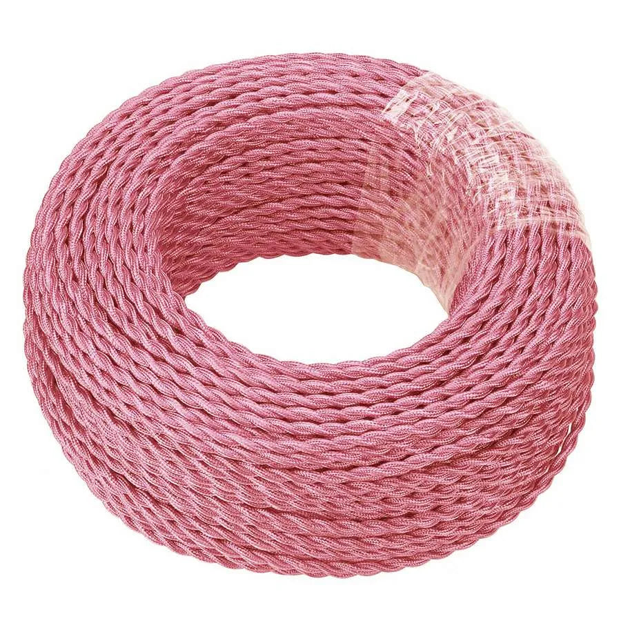 18 Gauge 2 Conductor Twisted Cloth Covered Wire Braided Light Cord Shiny Pink ~ 1347