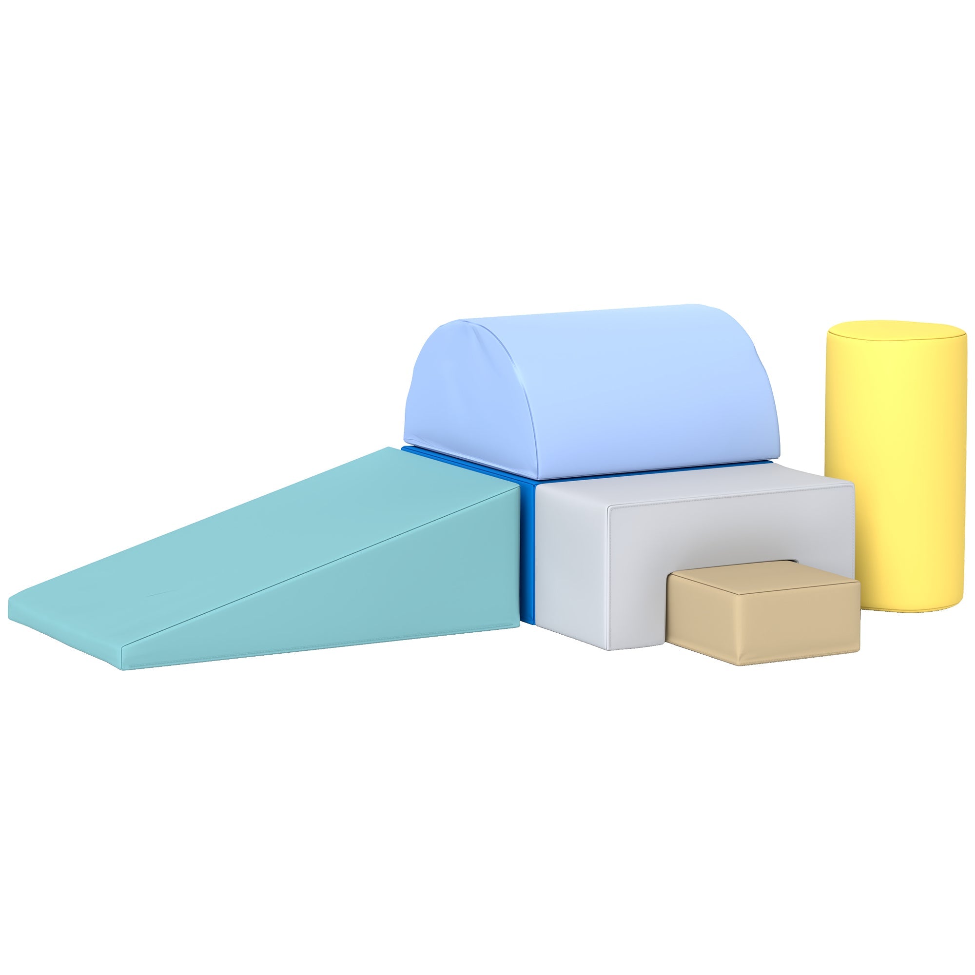 Qaba 6 Piece Soft Play Equipment for Kids 6-72 Months, Yellow and Green