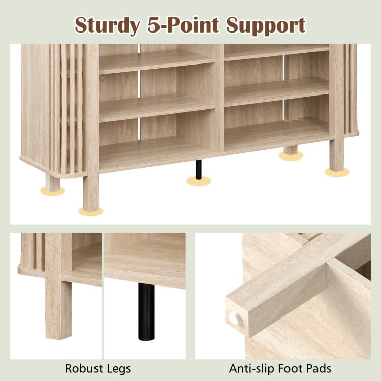 59 Inch TV Stand for TVs Up to 55 Inches with Adjustable Shelves-Natural
