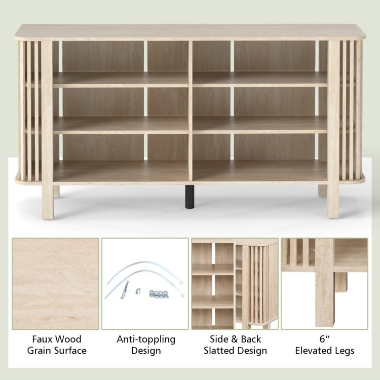59 Inch TV Stand for TVs Up to 55 Inches with Adjustable Shelves-Natural