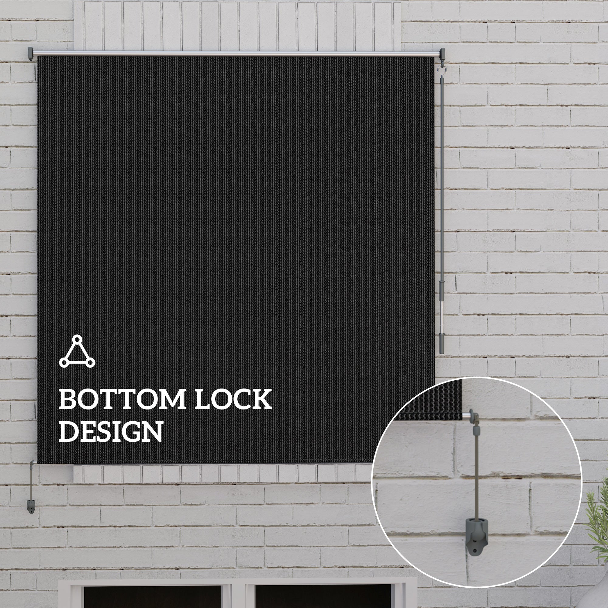 Outsunny 6' x 6' Patio Door Blinds, Outdoor Roller Shades, Cordless Roll Up Shade for Porch Gazebo, Black