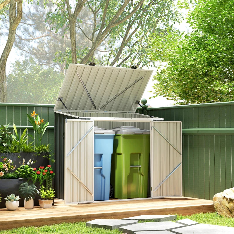 5ft x 3ft Outdoor Storage Shed, Garbage Bin Shed Organizer with Lockable Double Doors and Openable Lid
