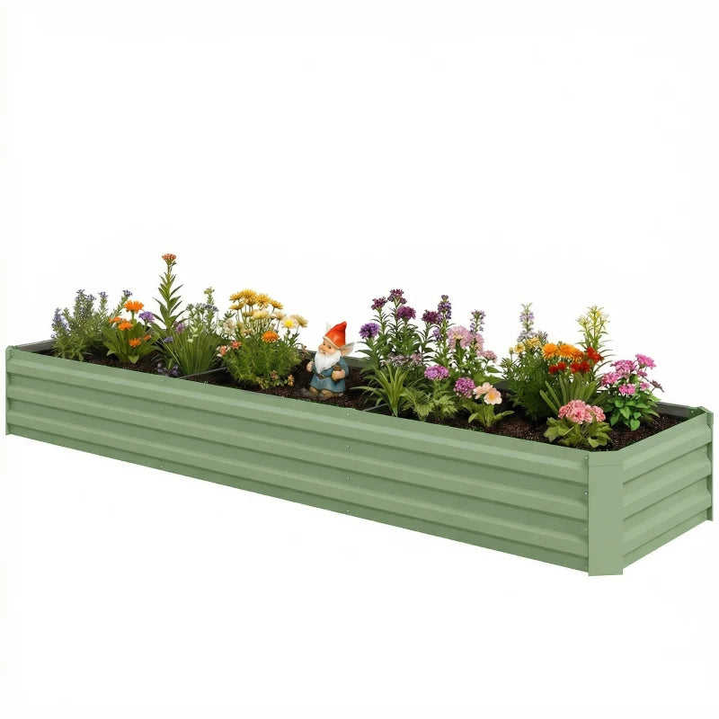 8'x2'x1' Galvanized Raised Bed, Large Elevated Planter Box for Growing Flowers, Herbs and Vegetables, Light Green