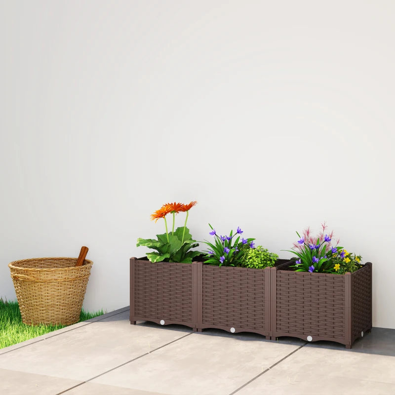 Plastic Raised Garden Bed with Legs, Self Watering Elevated Planter Boxes with Drainage Holes and Plugs