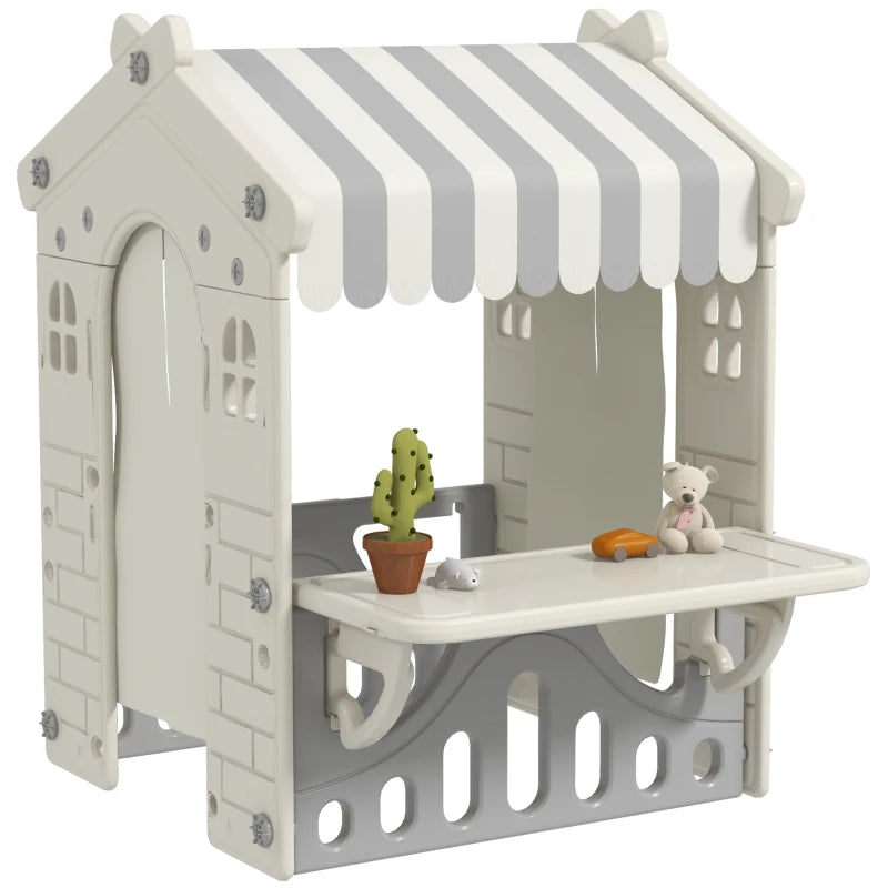 Qaba Kids Playhouse, Indoor Sleek Play House Cottage Pretend Role Games, with Arched Doors, for Ages 1-6 Years