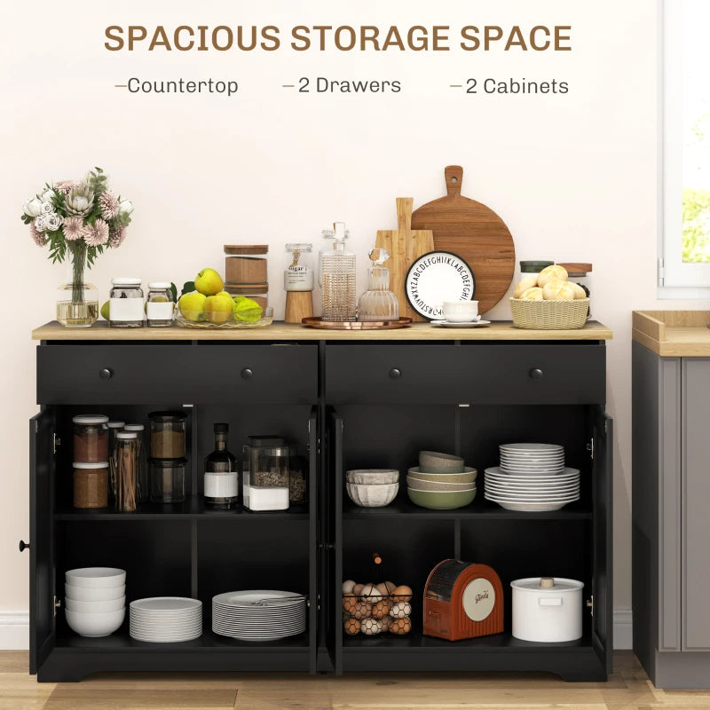 Modern Sideboard, Buffet Cabinet with Storage Drawers, Adjustable Shelves for Living Room, Dining Room, Entryway, Black