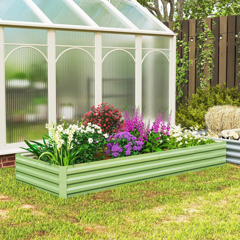 95" x 36" x 12" Galvanized Raised Garden Bed, Metal Elevated Planter Box for Growing Flowers, Herbs, Succulents, Green