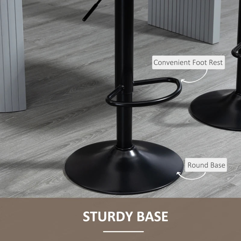 Bar Stools Set of 2, Swivel Counter Height Barstools with Back, Footrest, Adjustable Height, Dark Brown