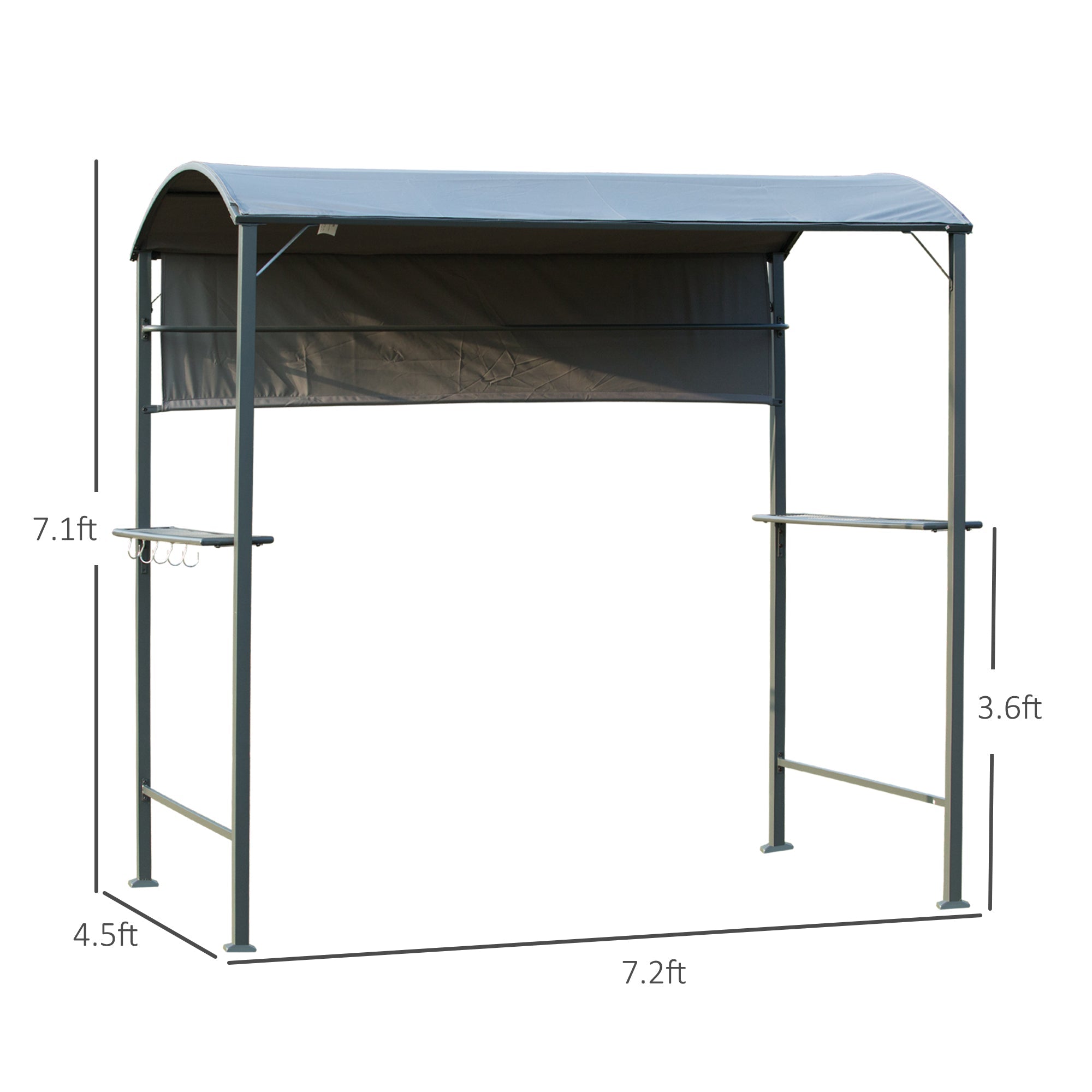Outsunny BBQ Gazebo 7'x4.5' Outdoor Tent Metal Frame Sunshade Grey
