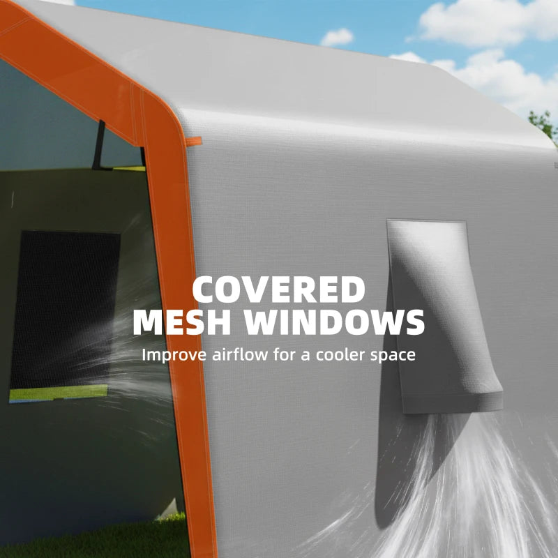 6' x 8' Portable Shed, Outdoor Storage Shed Tent with Doors, Windows, Waterproof Motorcycle Bike Tent, Light Grey