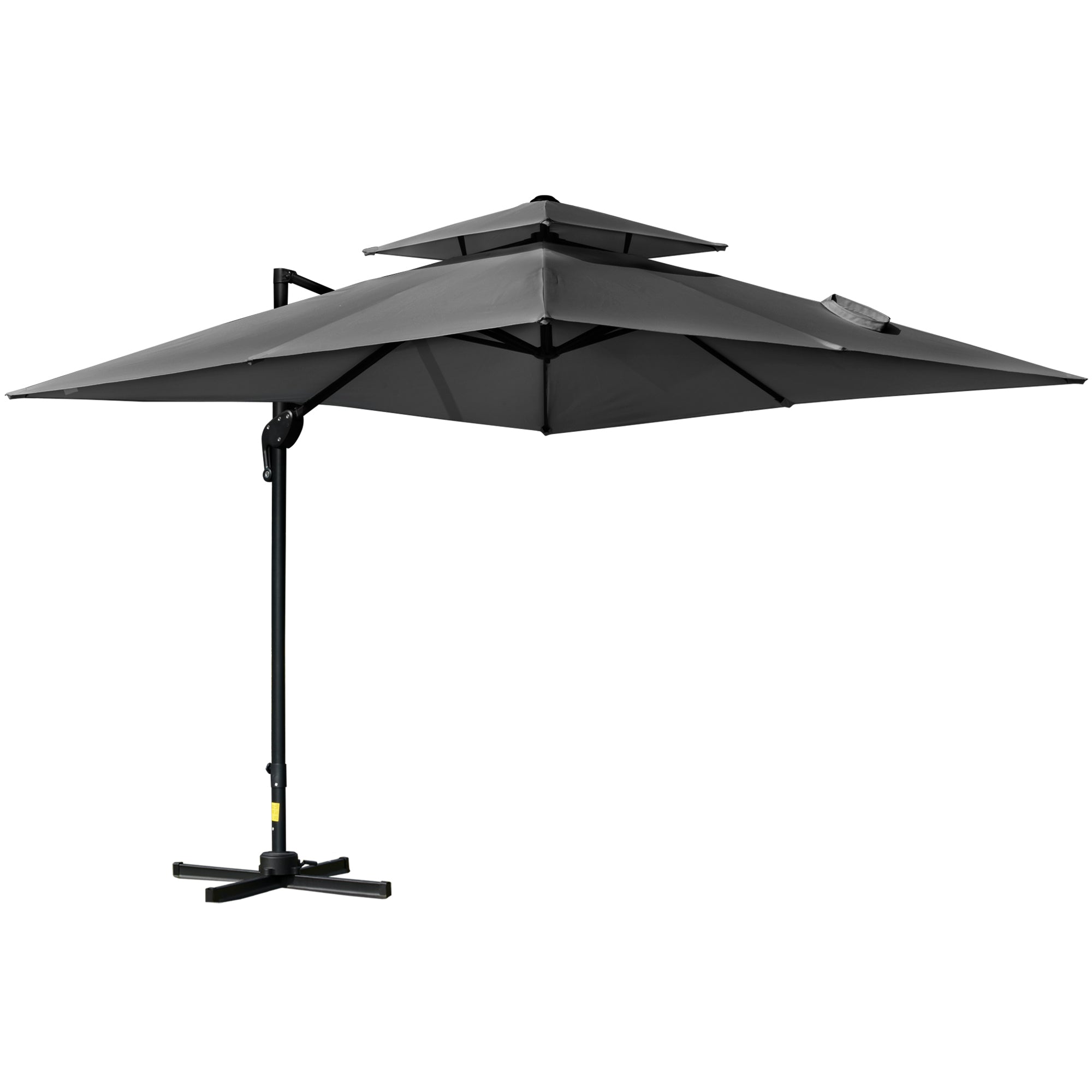 Outsunny 10'x10' Patio Umbrella Outdoor Square Cantilever Offset Umbrella Aluminum with 360° Rotation, Charcoal Grey