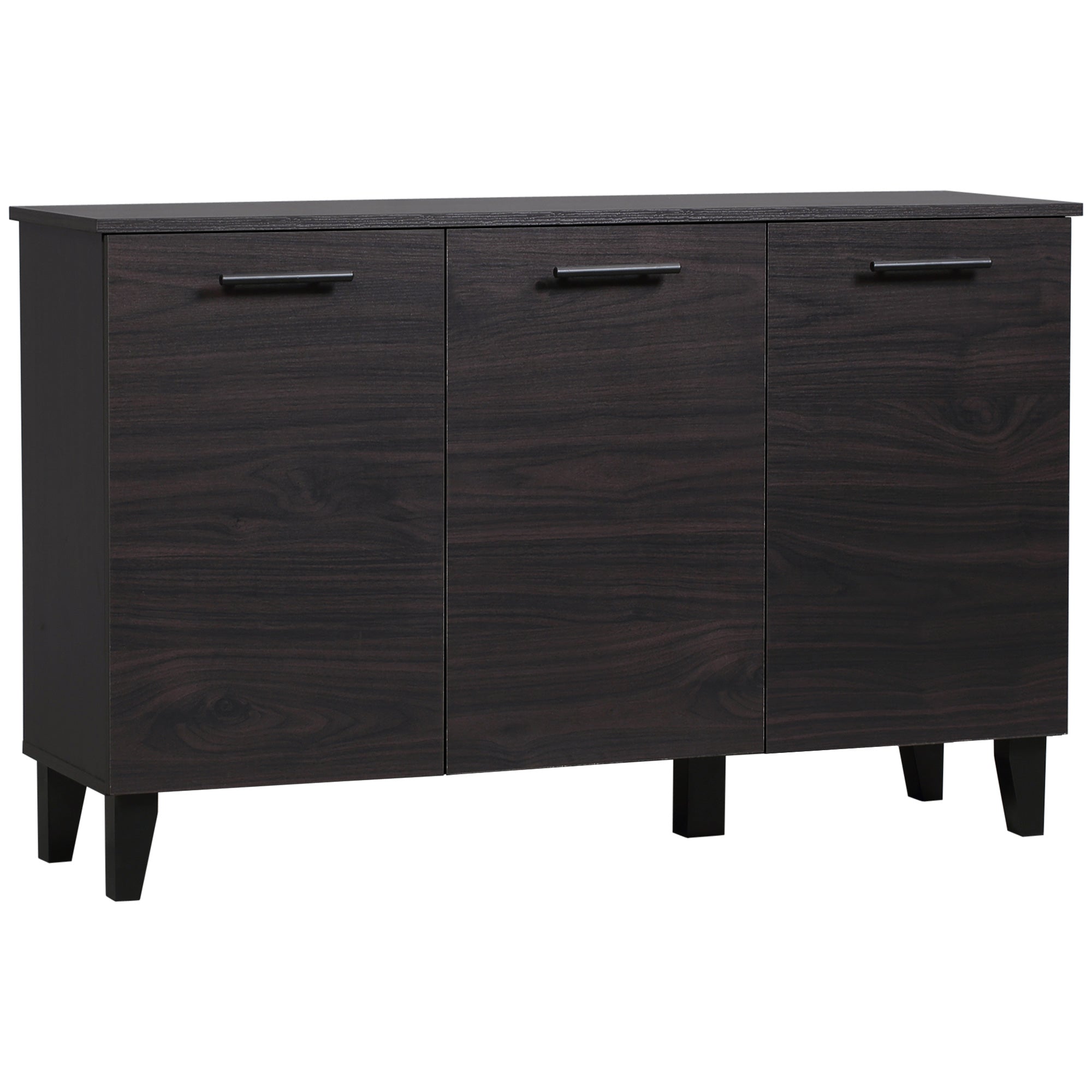HOMCOM Elegant Dining Storage: Sideboard Buffet Cabinet with Adjustable Shelf, 3 Doors for Kitchen, Dark Walnut Finish